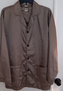 Pierre Cardin Brown and Black Geometric Luxury Pajama Set